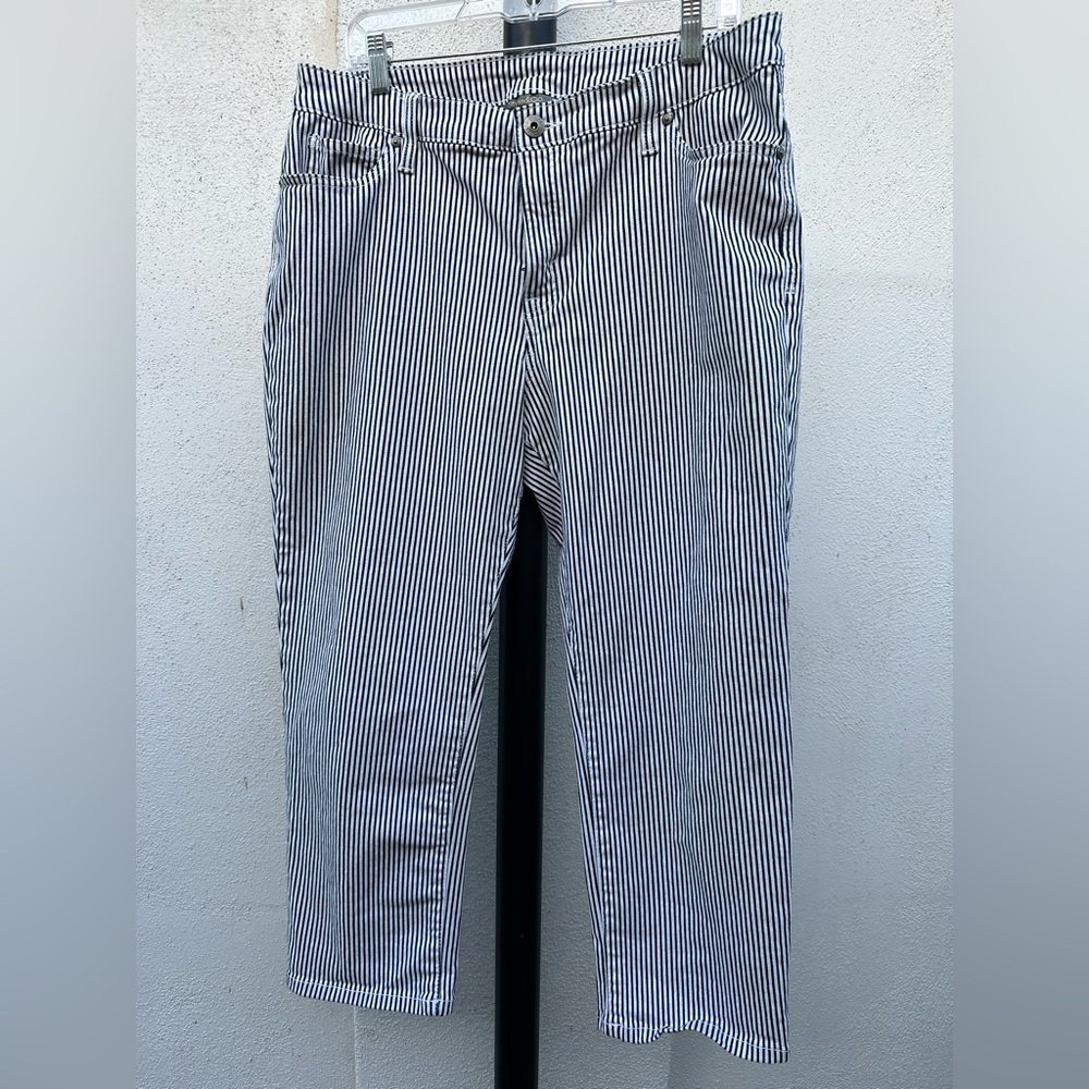 Style & Co. Black and White Vertical Stripe Cropped Pants
